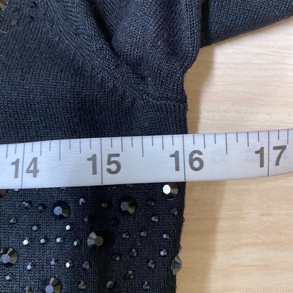 Charter Club Black Bling Knit Top 3/4 Sleeve Size Petite Small NWT - Picture 4 of 6